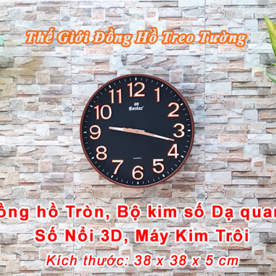 Đồng Hồ Treo Tường Cao Cấp DẠ QUANG EASTAR Mặt Tròn Lớn Viền Mỏng 38cm – Số nổi 3D – Máy NHẬT KIM TRÔI - Tặng Pin Maxell - BH 1 Năm - Treo Tường Decor Trang Trí Nhà Cửa