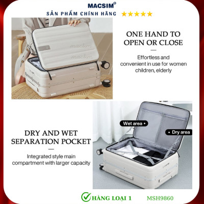 Vali cao cấp Macsim Hanke MSH9860  24 inch- Hàng loại 1 màu trắng