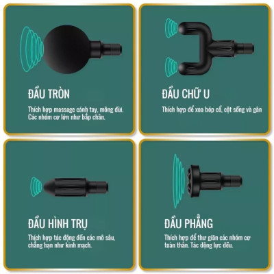Máy massage cầm tay cổ vai gáy 4 đầu 6 chế độ, Máy đấm lưng rung mát xa giúp giãn cơ bắp đùi chân toàn thân