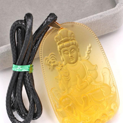 Dây chuyền mặt Phật Quan Âm Bồ Tát - pha lê vàng DEQAFVL2