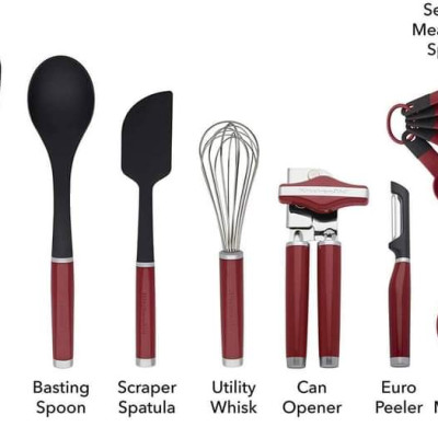 Sét dụng cụ nhà bếp 15 món KitchenAid đỏ hàng chính hãng