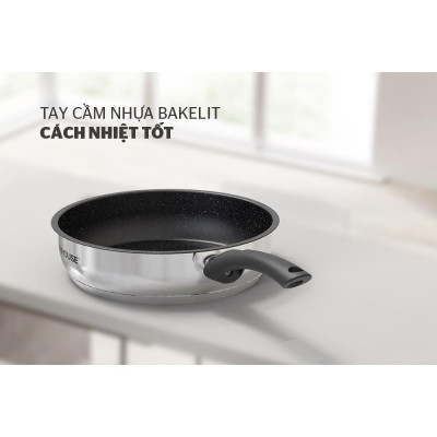 Chảo cạn Inox 5 đáy SUNHOUSE IN28M4, Đường kính 28 cm, Đáy 5 lớp truyền nhiệt tốt, 3 lớp chống dính bền, cao cấp - Hàng chính hãng