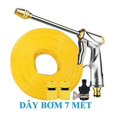 Bộ dây vòi xịt nước rửa xe, tưới cây . tăng áp 3 lần, loại 7m, 10m 206701-2 đầu đồng,cút+ tặng mở chai
