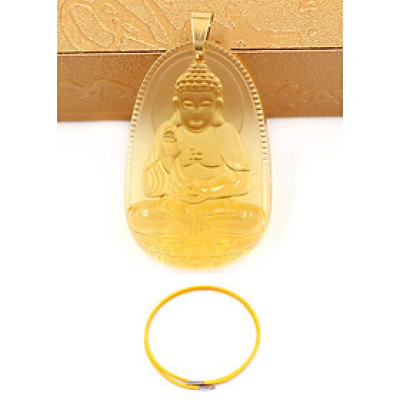 Vòng cổ phật A Di Đà pha lê vàng 5cm - Phật bản mệnh tuổi Tuất, Hợi - Mặt phật size lớn