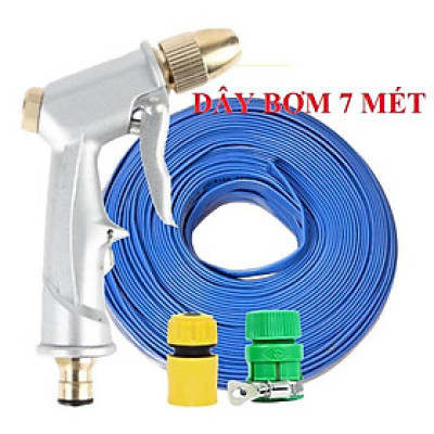 Bộ dây vòi xịt nước rửa xe, tưới cây . tăng áp 3 lần, loại 7m, 10m 206701 đầu đồng,cút,+ tặng mở chai