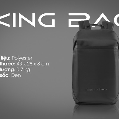 Balo laptop 14” KINGBAG VICTOR sang trọng, siêu mỏng, tích hợp USB, trượt nước, ngăn chống trộm, màu đen - Hàng chính hãng
