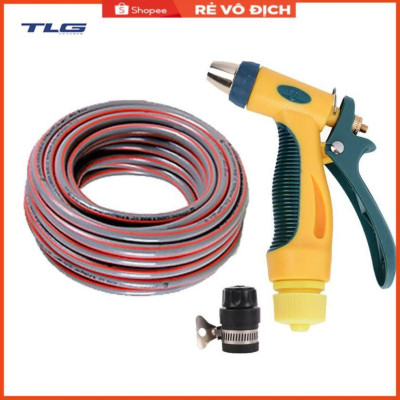 Bộ dây vòi xịt nước rửa xe,tưới cây tăng áp 3 lần 3-5m (nối nhựa đen 713-2)