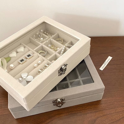 Hộp đựng trang sức bằng vải nhung trong suốt  , có khóa  sang trọng chống bụi cao cấp , chống oxy hóa hiện đại và tinh tế
