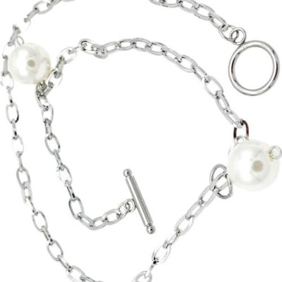 Vòng cổ titan mix ngọc trai thời trang nam nữ