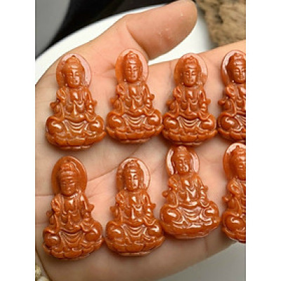 Mặt dây chuyền phật Quan Âm đá cẩm thạch huyết