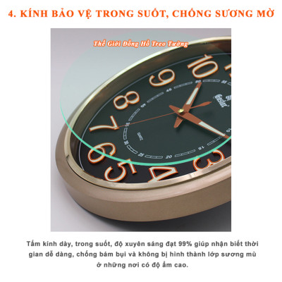 Đồng Hồ Treo Tường Cao Cấp DẠ QUANG KIM TRÔI EASTAR - Số Nổi 3D Tròn Cổ Điển 31cm - Tặng Pin Maxell - BH 1 Năm