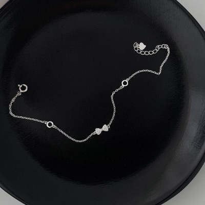 Lắc tay nữ bạc 925 mặt nơ đính đá tấm dễ thương Dế Bạc - LT4658