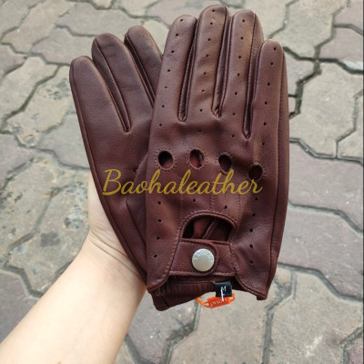 Găng tay nam da cừu nguyên tấm BHYST02 Bao tay lái xe da thật