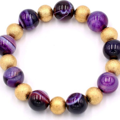 Vòng tay chuỗi hạt - thạch anh tím sọc 12 ly VTAISHVM1 - hợp mệnh Hỏa, mệnh Thổ