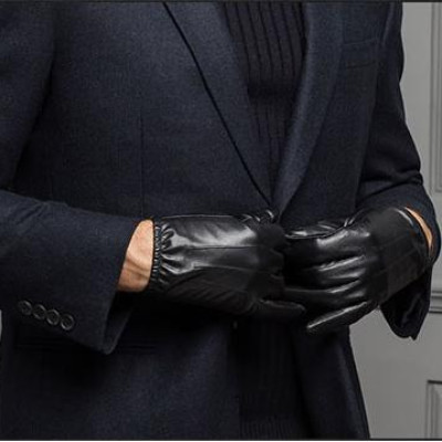 Bao tay nam da thật  BHY8805 Găng tay nam da cừu bó chun, ộm tay, thật tay. Lót vải và Lót lông