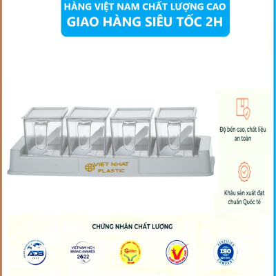 Bộ 4 Lọ Đựng Gia Vị Có Muỗng Nhựa Việt Nhật - Lọ Đựng Gia Vị Chất Liệu Nhựa PP An Toàn - Hàng Việt Nam