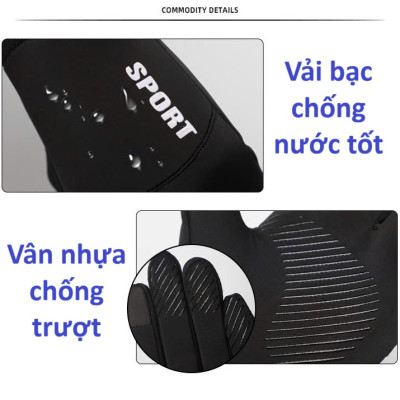 Găng tay nam mùa đông chống nước tốt cảm ứng điện thoại lót nỉ lông giữ ấm khi đi xe máy, đi phượt, lẹo núi,...GTN69