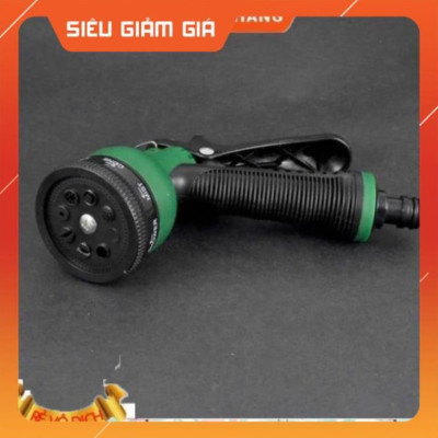 Vòi xịt rửa xe,Vòi phun nước tưới cây tăng áp thông minh 8 chế độ 815621-1 (cút vàng,nối xanh - dây vàng)