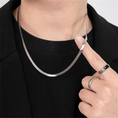 Dây Chuyền Xương Rắn Thép Titan, Thời Trang Và Tối Giản Hip-Hop, Dây Chuyền Áo Len Cao Cấp Sợi Mì