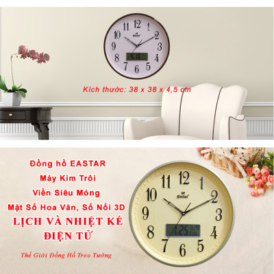 Đồng Hồ EASTAR Tròn Kim Điện tử Viền Mỏng - Máy KIM TRÔI - LỊCH Vạn Niên và NHIỆT KẾ Điện tử