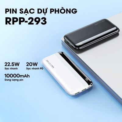 Pin sạc dự phòng 10000mAh 22.5W Remax RPP-293 3 Output USB - Type C & 2 Input Micro/Type-C - Hàng Chính Hãng Remax Bảo Hành 12 Tháng Lỗi 1 Đổi 1
