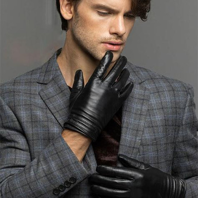 Găng tay nam BHY8615 Bao tay da cừu, lót lông giữ ấm. Găng tay mùa đông