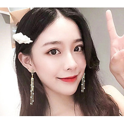 Bông tai chuỗi pha lê đá sang trọng dự tiệc