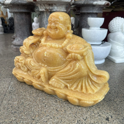 Tượng phật Di Lặc ngồi đá ngọc Hoàng Long - Dài 50 cm