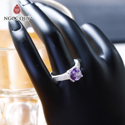  Nhẫn bạc nữ đá thạch anh tím ni 17 mệnh hỏa. thổ - Ngọc Quý Gemstones