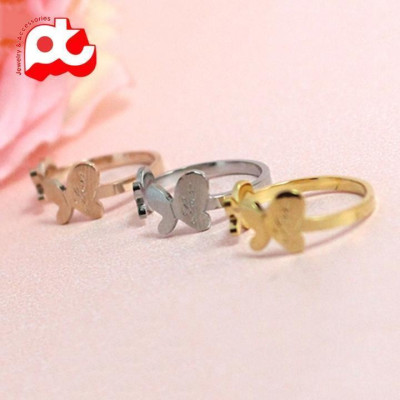 Nhẫn titan nữ thời trang freesize bướm hở cách điệu thép không gỉ titanium 3h jewelry 3 màu NNUT36