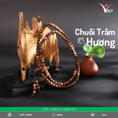 Chuỗi Trầm Hương Thiên Nhiên Mùi Thơm Mạnh - Màu Đậm