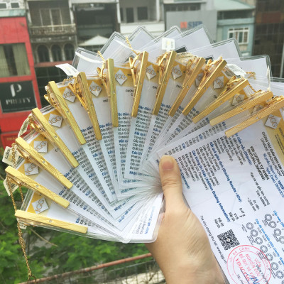 Kẹp cà vạt mạ vàng gắn kim cương tự nhiên CRV0101