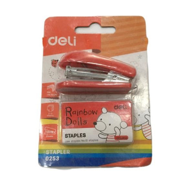 Dập Ghim Mini 10# + Lõi - Deli 253 - Màu Đỏ