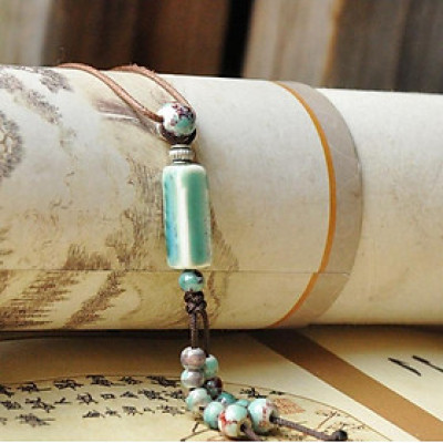 Vòng cổ dây chuyền gốm hình trụ độc đáo VGOM57