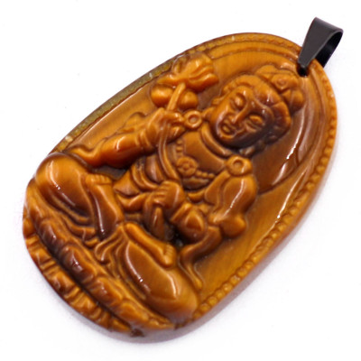 [Tuổi Ngọ] Mặt Dây Chuyền Phật Đại Thế Chí Bồ Tát Đá Mắt Hổ Size Nhỏ 3.6cm & Size Lớn 5cm - Tặng Kèm Móc Inox - Phong Thủy 868 - May Mắn - Bình An