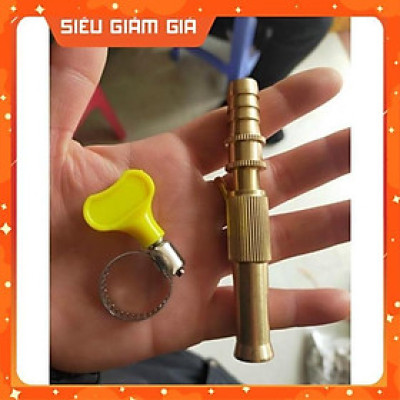 Đầu vòi xịt tăng áp mini bằng đồng phun nước rửa xe, tưới cây tăng áp đa năng có đai siết ống đi kèm 206587