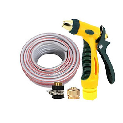 Bộ dây vòi xịt nước rửa xe, tưới cây tăng áp 3 lần,loại 15M (nối đồng nhựa đen) 206317