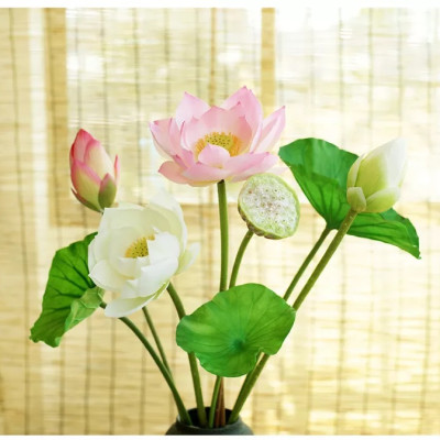 Hoa sen giả - Bông sen quan âm - dài 75cm - Cây giả, hoa lụa trang trí nhà cửa