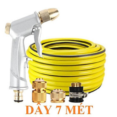 Bộ dây vòi xịt nước rửa xe, tưới cây . tăng áp 3 lần, loại 7m, 10m 206701 đầu đồng,cút đồng+ tặng khăn phượt