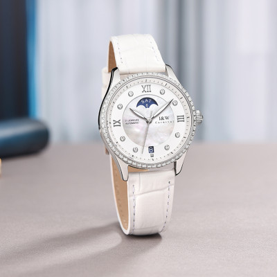 Đồng hồ nữ chính hãng I&W CARNIVAL IW582G-1 Kính sapphire ,chống xước ,Chống nước 30m ,Bảo hành 24 tháng,Máy cơ (Automatic),dây da cao cấp, thiết kế đơn giản dễ đeo