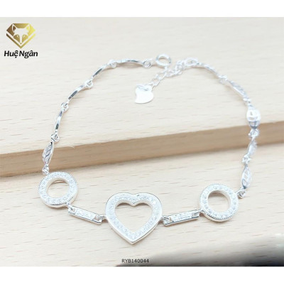 Lắc tay bạc 925 Huệ Ngân - Trái tim yêu Heart and Circle RYB140044