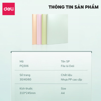 File lá file đựng tài liệu A4 30/40/60 lá Deli - Tệp đựng tài liệu học sinh Bìa file lưu trữ nhiều ngăn có thể mở rộng