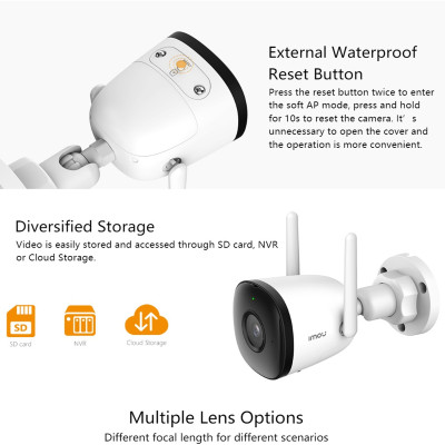 Camera không dây IMOU IPC-F22P 2.0Megapixels Full HD 1080P, 2 Anten, Chống nước IP67, hỗ trợ P2P, chuẩn tương thích ONVIF, góc nhìn rộng, tích hợp mic và loa