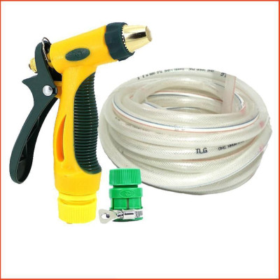 Bộ dây vòi xịt nước rửa xe,tưới cây tăng áp 3 lần 3-5M( nối nhựa xanh) 206317