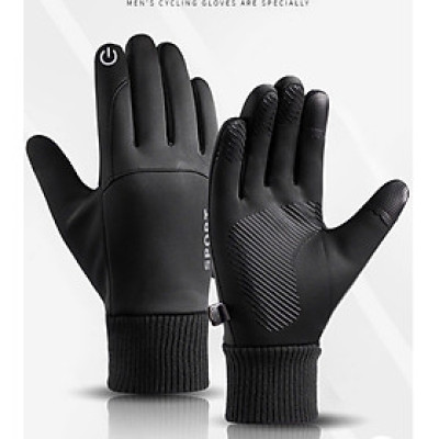 Găng tay da nam mùa đông cảm ứng chống nước lót nỉ lông chất liệu da cao cấp không bong nổ GTN07