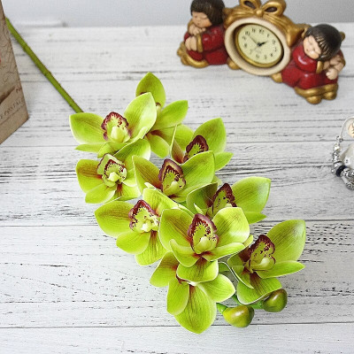 Cành hoa địa Lan giả - 1 cành - 9 bông - Nhiều loại màu sắc - Cây giả, hoa lụa Decor trang trí nhà cửa