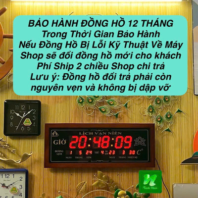 Đồng hồ LED LỊCH VẠN NIÊN khung gỗ TRỌNG TÍN MH8039 size 72x5x30cm đẹp sang trọng bền bỉ