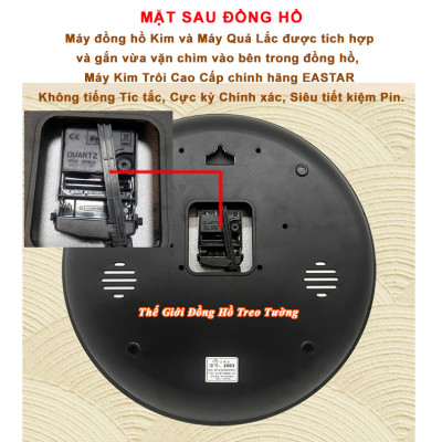 Đồng Hồ Treo Tường QUẢ LẮC - MÁY KIM TRÔI EASTAR Cao Cấp - Décor Trang Trí Nhà – Tặng 2 Pin Maxell – Bảo Hành 2 Năm