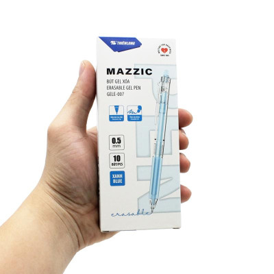 Hộp 10 Bút Gel Xóa Được 0.5 mm - Mazzic Thiên Long GELE-007 - Mực Xanh