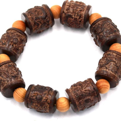 Vòng tay chuỗi hạt trụ rồng gỗ đàn hương TRNT5